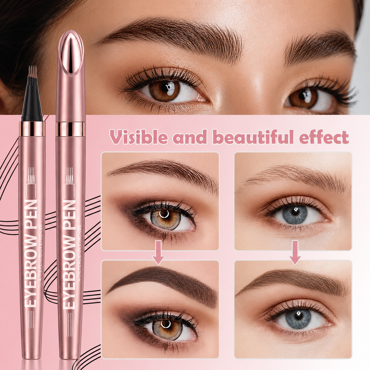 New Waterproof Micro-Fork EyebrowPencil, Long-Lasting Brow Pen forNatural Hair-Like Strokes