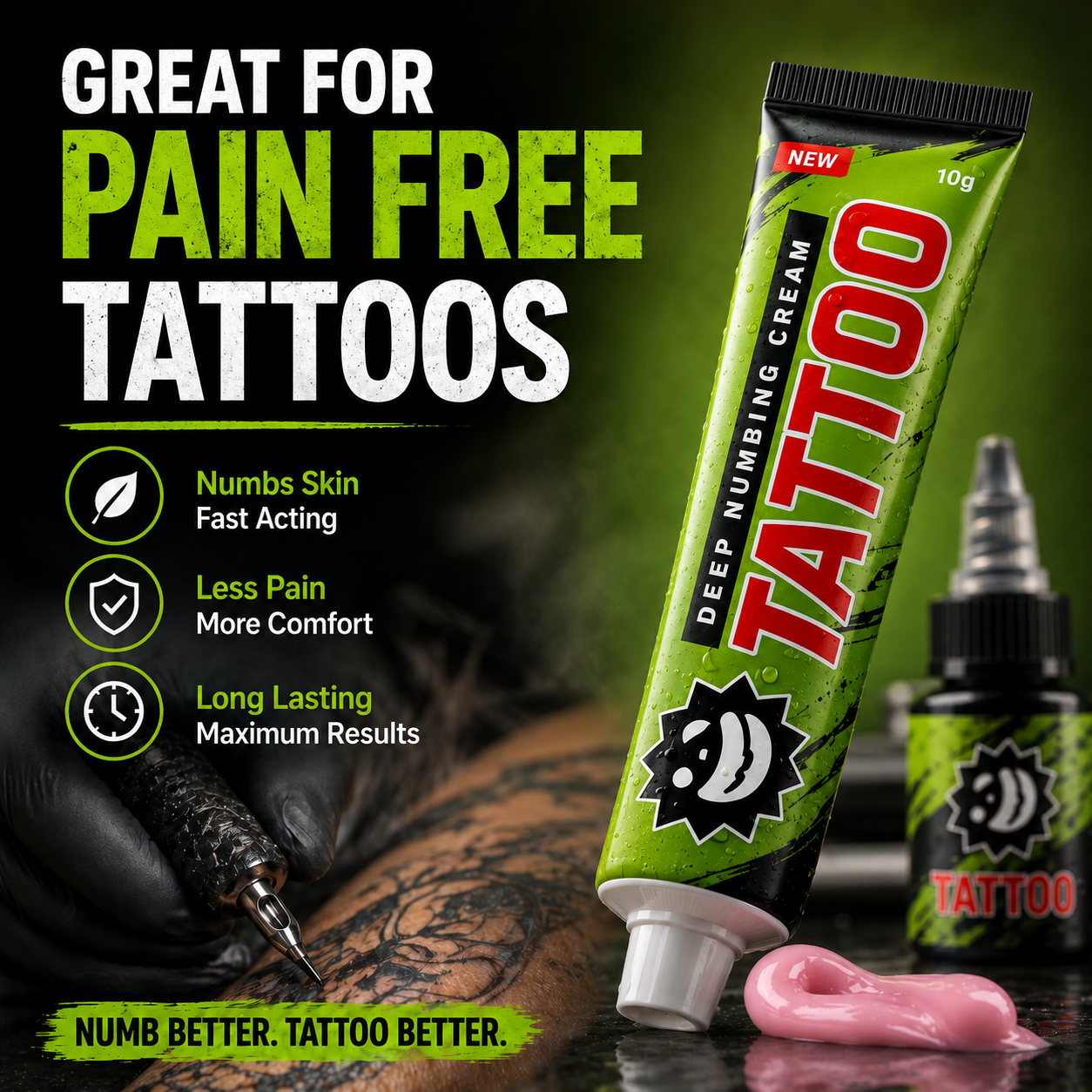 Oil-Free Tattoo Numbing CreamGreen 10g
