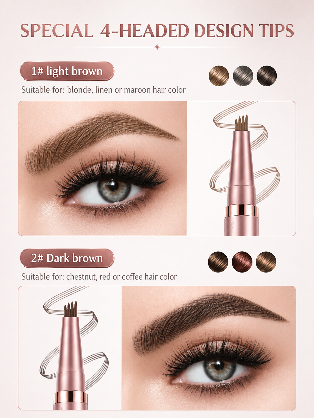 New Waterproof Micro-Fork EyebrowPencil, Long-Lasting Brow Pen forNatural Hair-Like Strokes