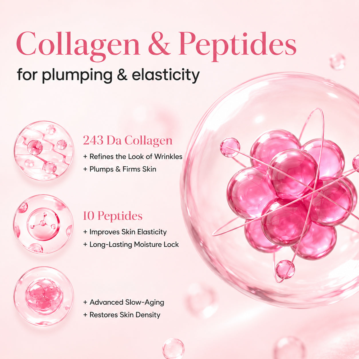 Pink collagen and peptides ingredient visual