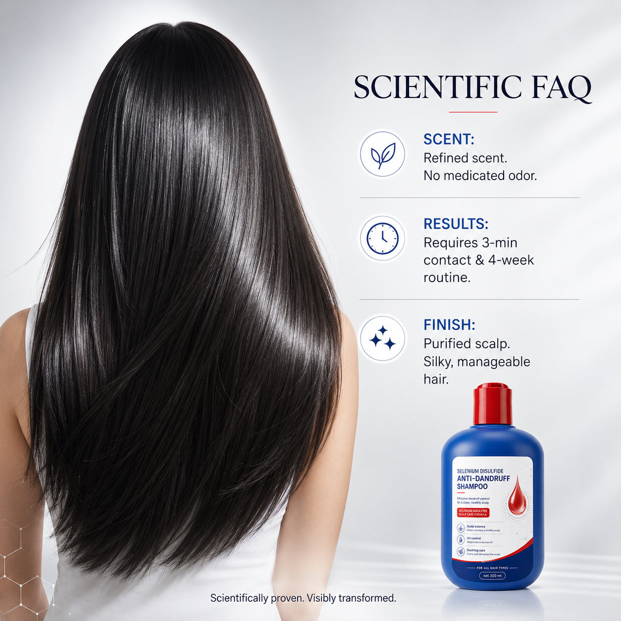 Selenium Disulfide Hair Care Shampoo Oil Control Refreshing Anti-Dandruff Anti-itch Scalp Cleansing Shampoo, 300ML
