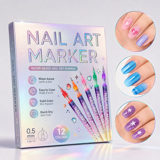 12-Color Nail Art Marker Set-Quick-Drying Acrylic Pens for DIY Manicures & Easy 3D Designs, Ideal for Beginners Nail Art Kit