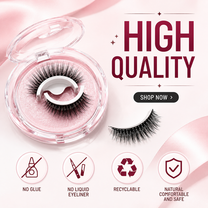 Glue-Free Self-Adhesive Lashes-3-Second, Natural & Reusable
