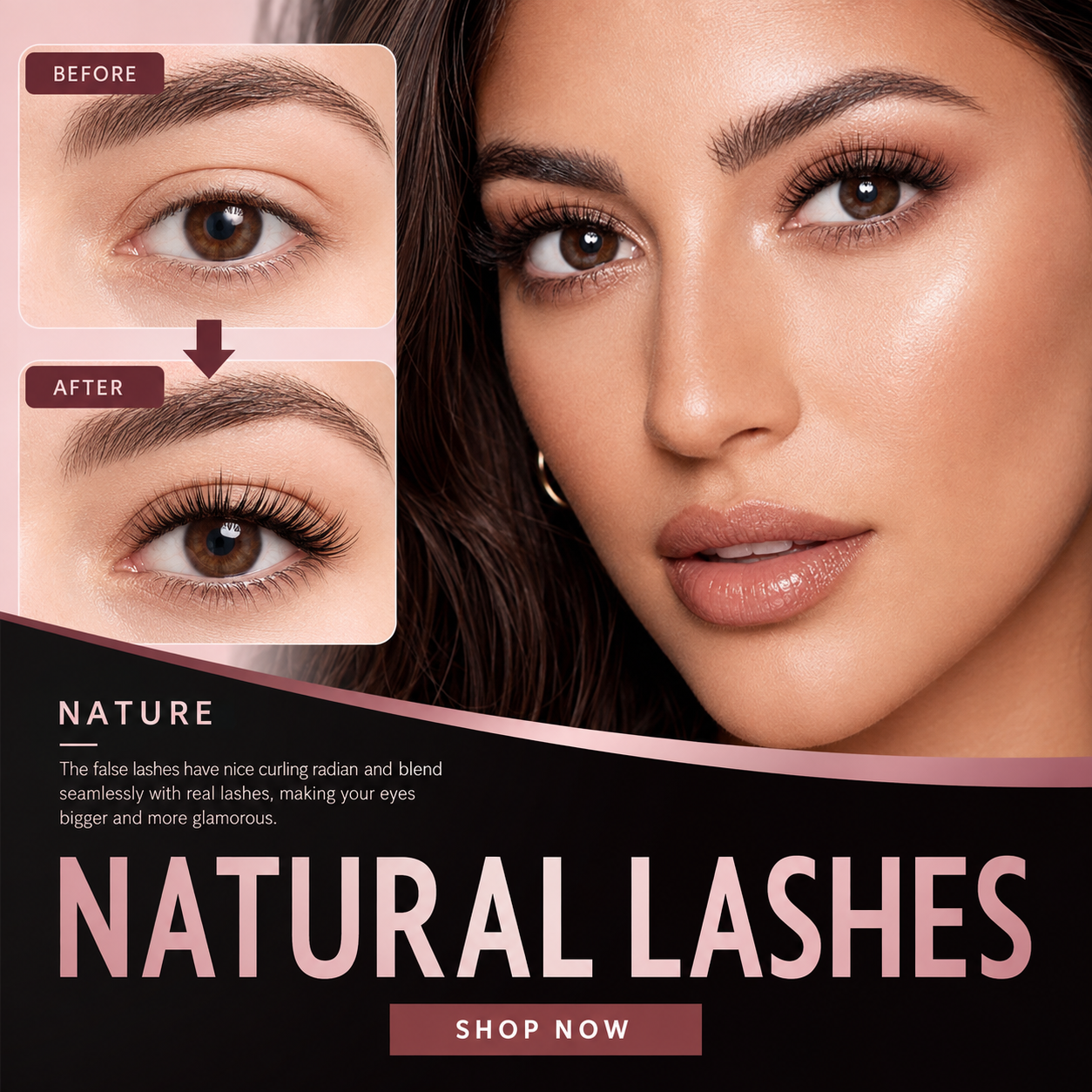 Natural lash before and after comparison